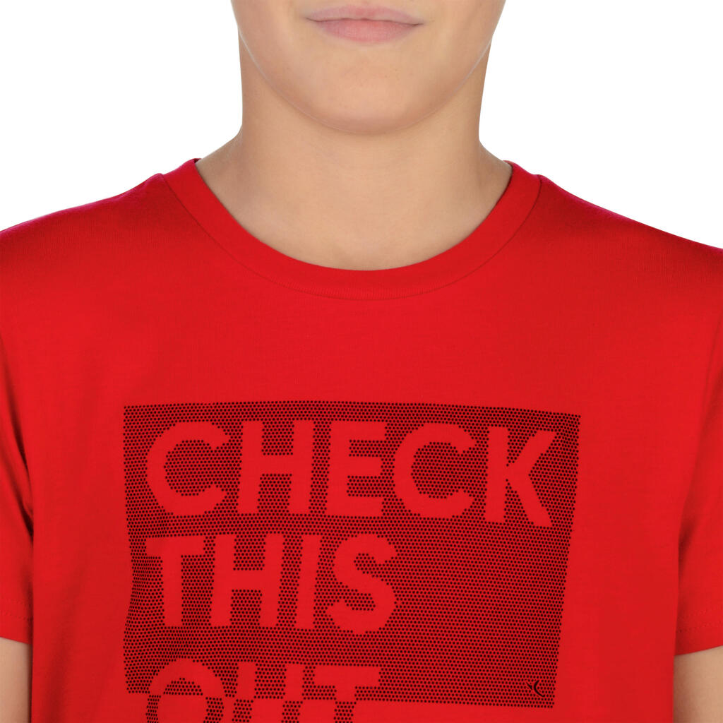 T-Shirt 100 Gym Kinder blau mit Print 