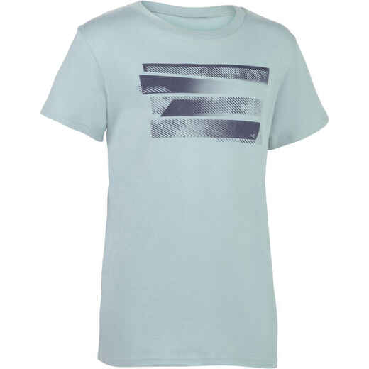 
      100 Boys' Gym Short-Sleeved T-Shirt - Grey Print
  