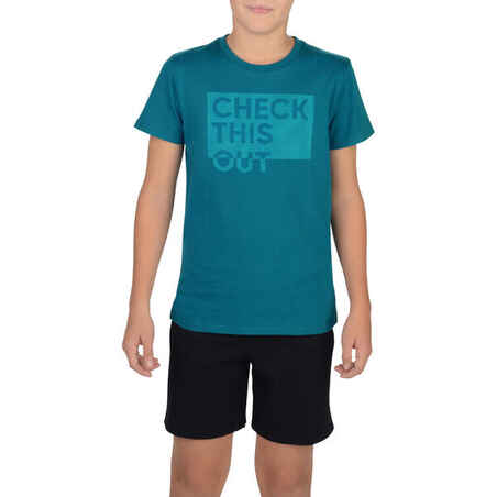 100 Boys' Short-Sleeved Gym T-Shirt - Blue Print