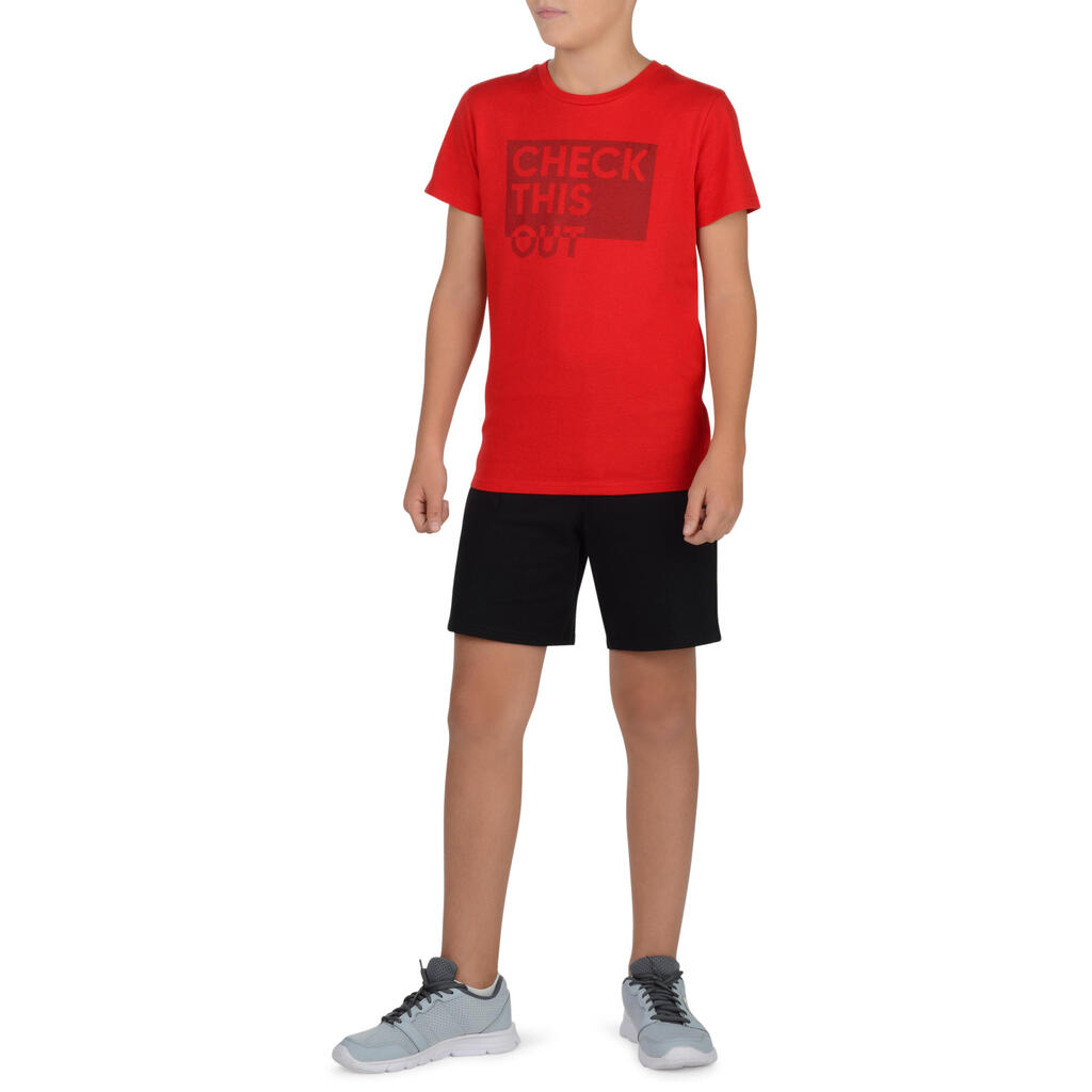 T-Shirt 100 Gym Kinder blau mit Print 