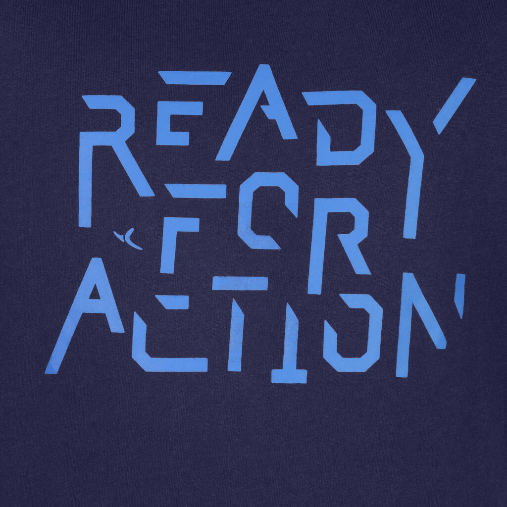 T-Shirt 100 Gym Kinder blau mit Print 