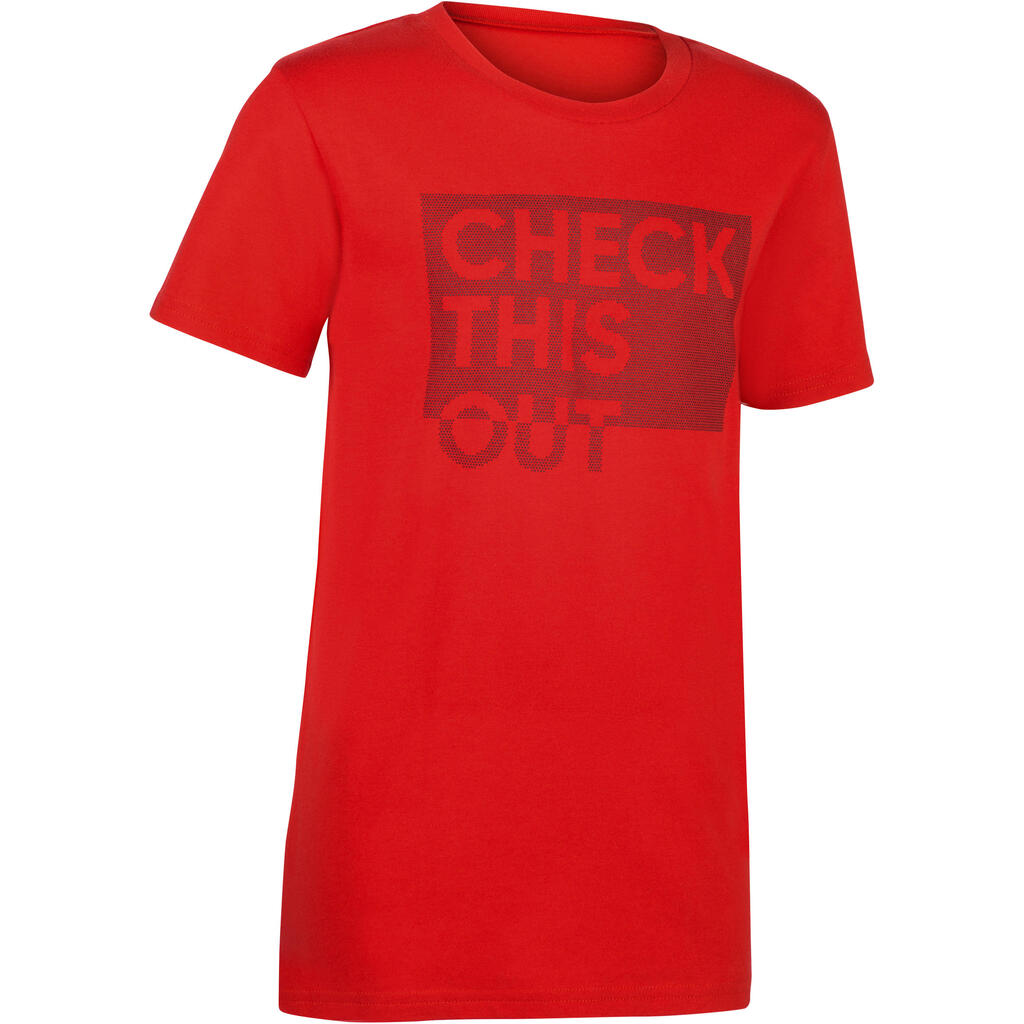 T-Shirt 100 Gym Kinder blau mit Print 