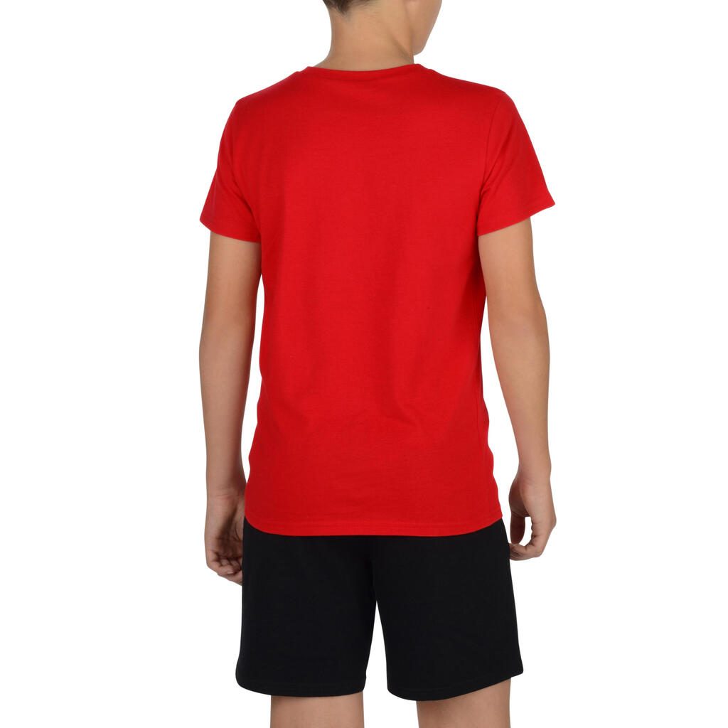 T-Shirt 100 Gym Kinder blau mit Print 