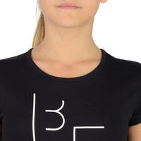 100 Girls' Short-Sleeved Gym T-Shirt - Black Print