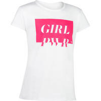 T-Shirt 100 MC Gym Fille imprimé blanc rose