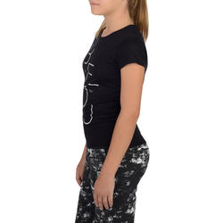 T-Shirt 100 MC Gym Fille imprimé noir blanc