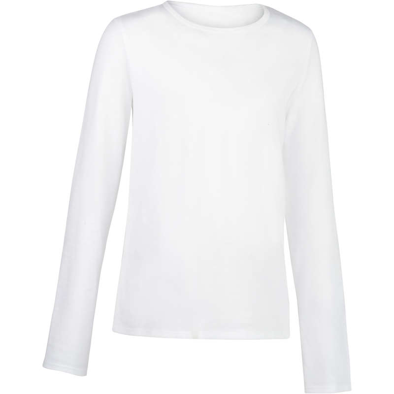 DOMYOS 100 Girls' Long-Sleeved Gym T-Shirt - White