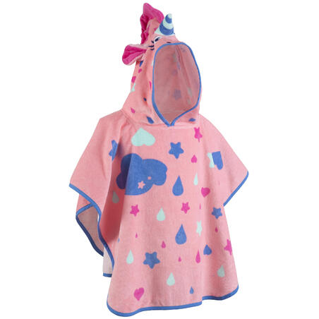 Baby Poncho With Hood Pink Unicorn Print Decathlon