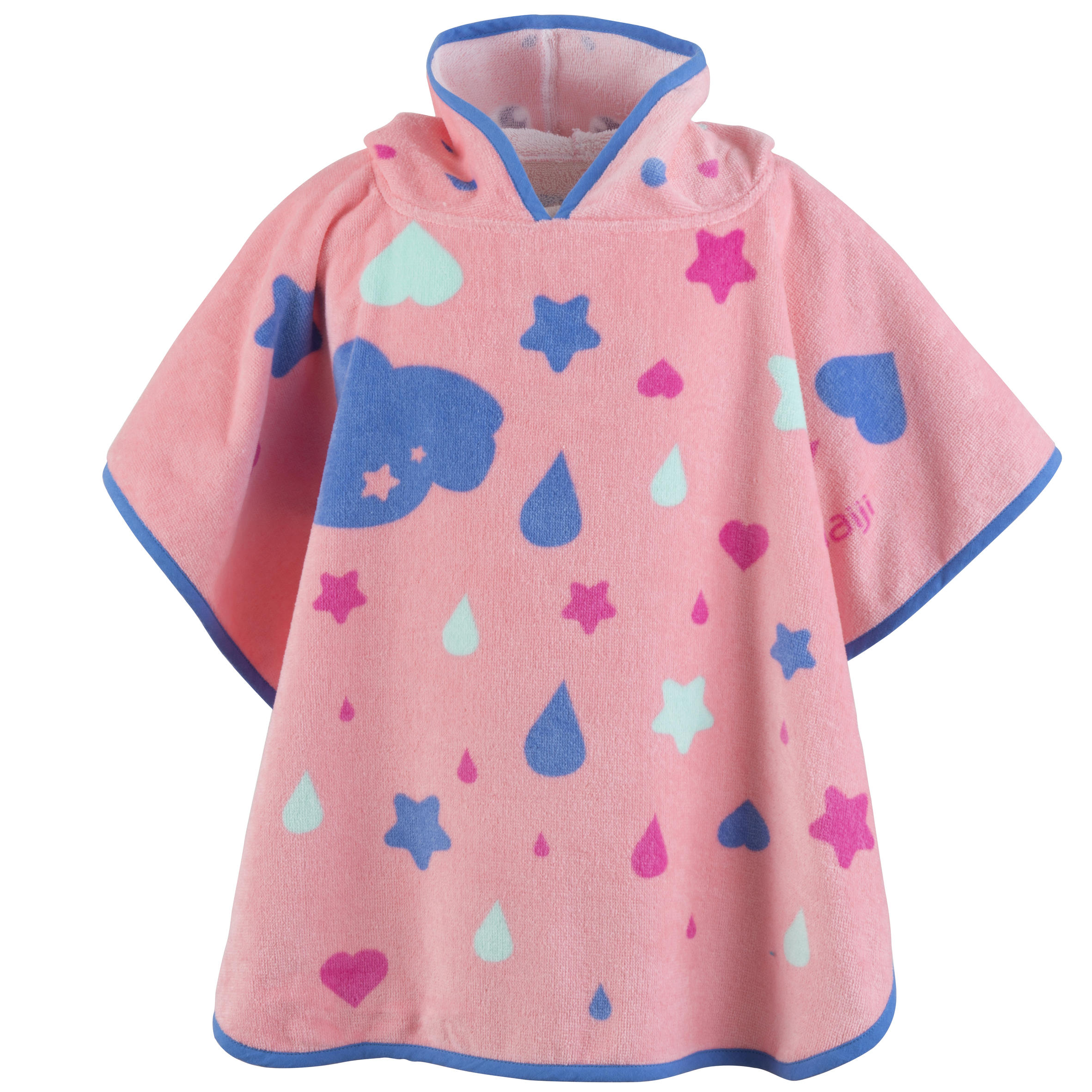 Baby Poncho with Hood pink unicorn print 3/6