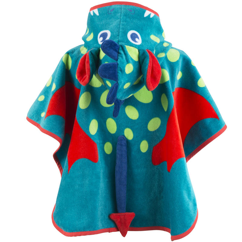 Poncho Bebe Con Capucha Azul Y Verde Estampado Dragon Poncho Bebe Con Capucha Azul Y Verde Estampado Dragon