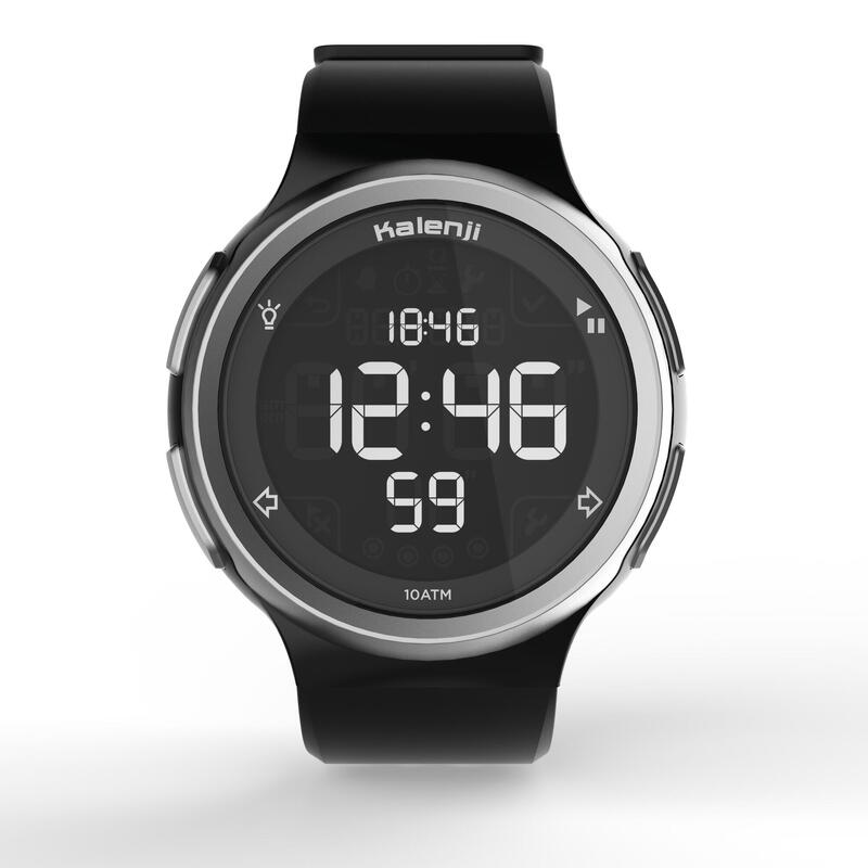 W900 men's running stopwatch reverse screen - Black