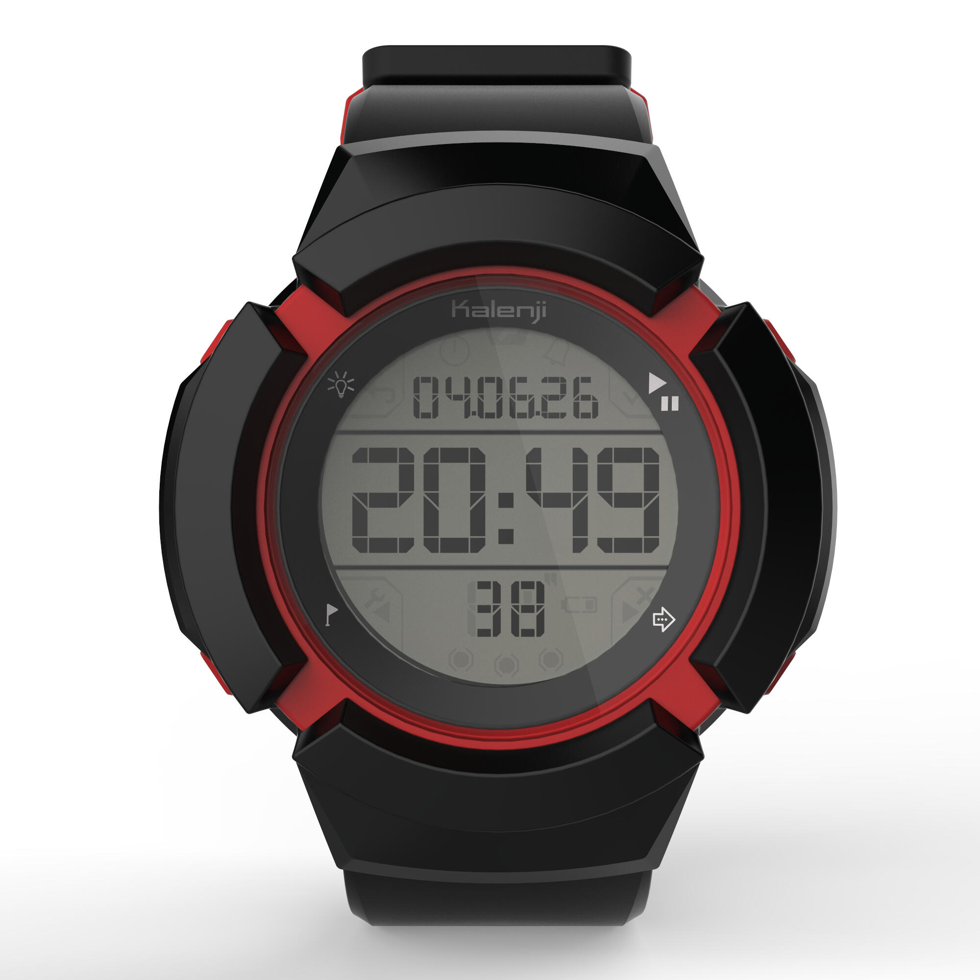 W700xc Men s Running Stopwatch BLACK and RED Decathlon