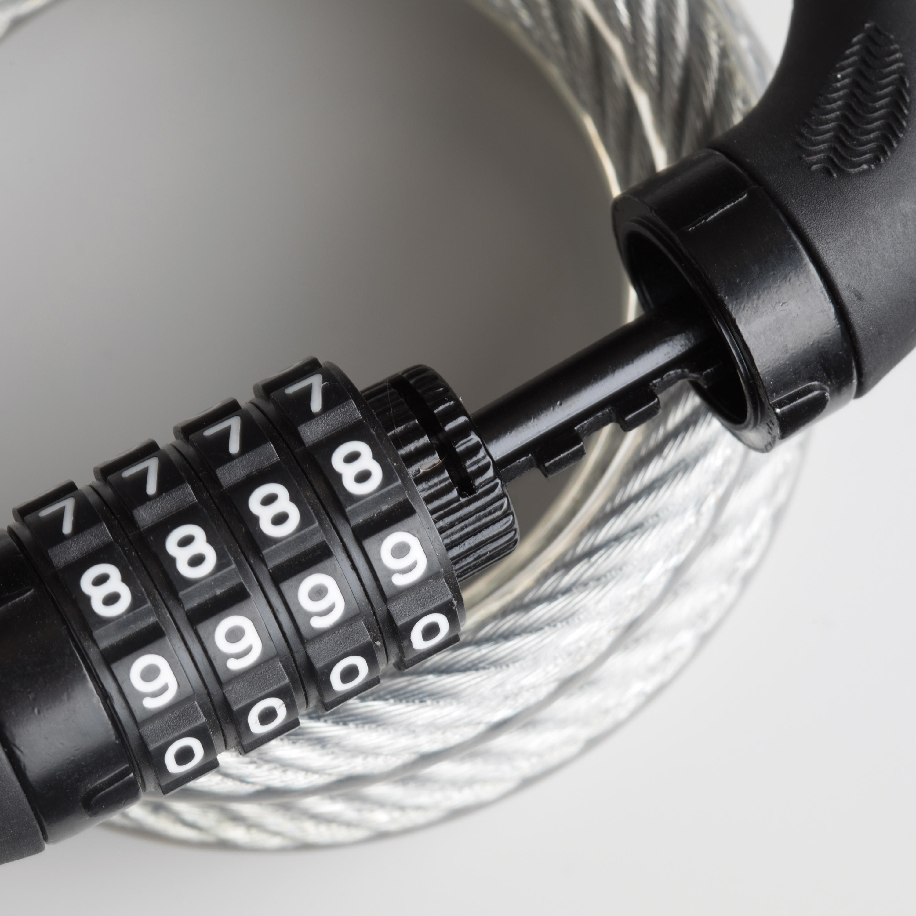 Bike Coil Cable Combination Lock - 120 Grey - ELOPS