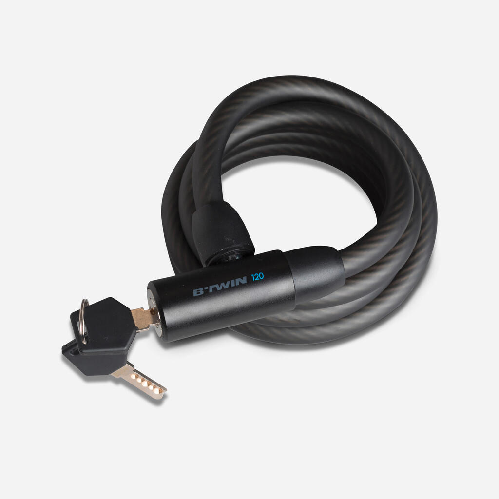 Antivol accessoires vélo spirale serrure clé 120 noir