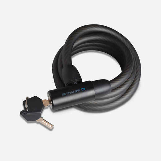 CANDADO PARA ACCESORIOS ESPIRAL 120 CERRADURA CON LLAVE NEGRO