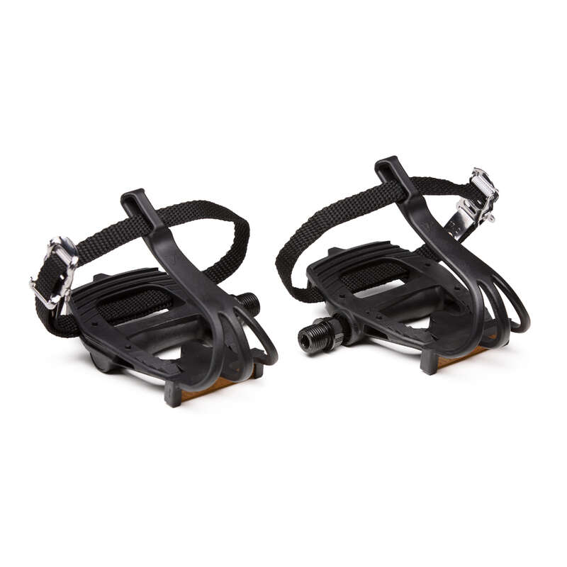 BTWIN 100 Resin Road Biking Pedals With Toe Clips | Decathlon