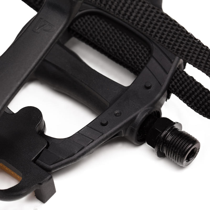 100 Resin Road Biking Pedals With Toe Clips Decathlon