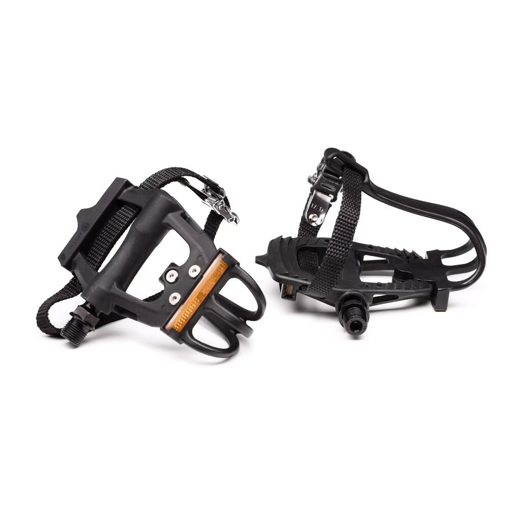 100 Resin Road Bike Pedals with Toe Clips