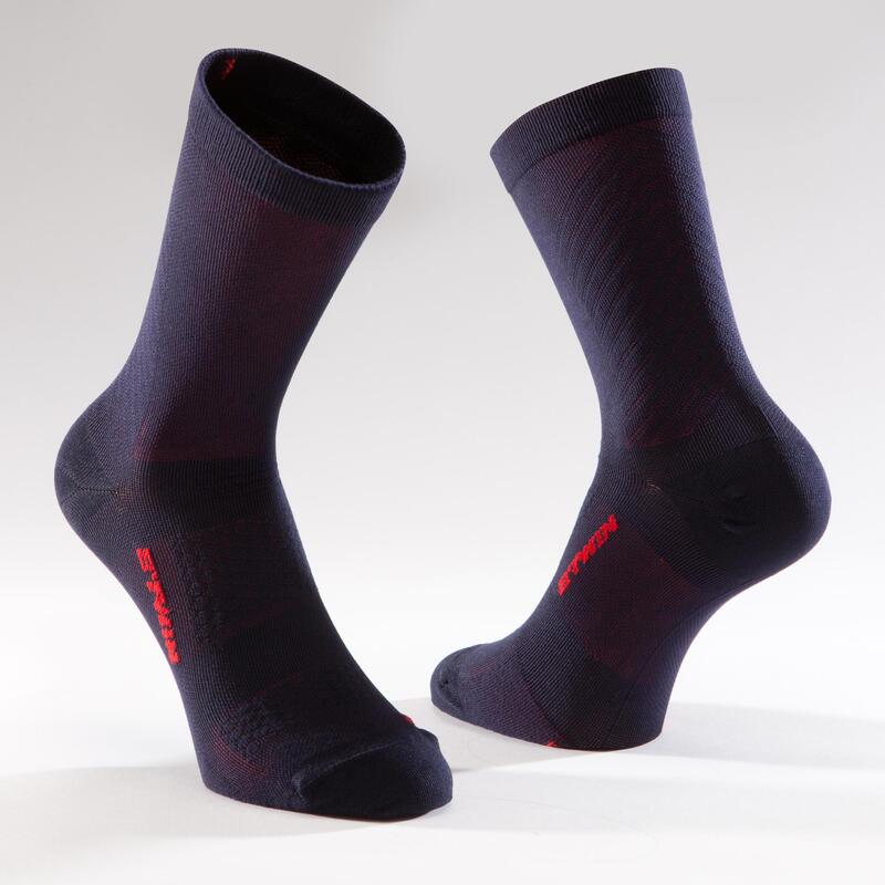 Chaussettes Vélo route cyclosport 900 bleu marine/rouge