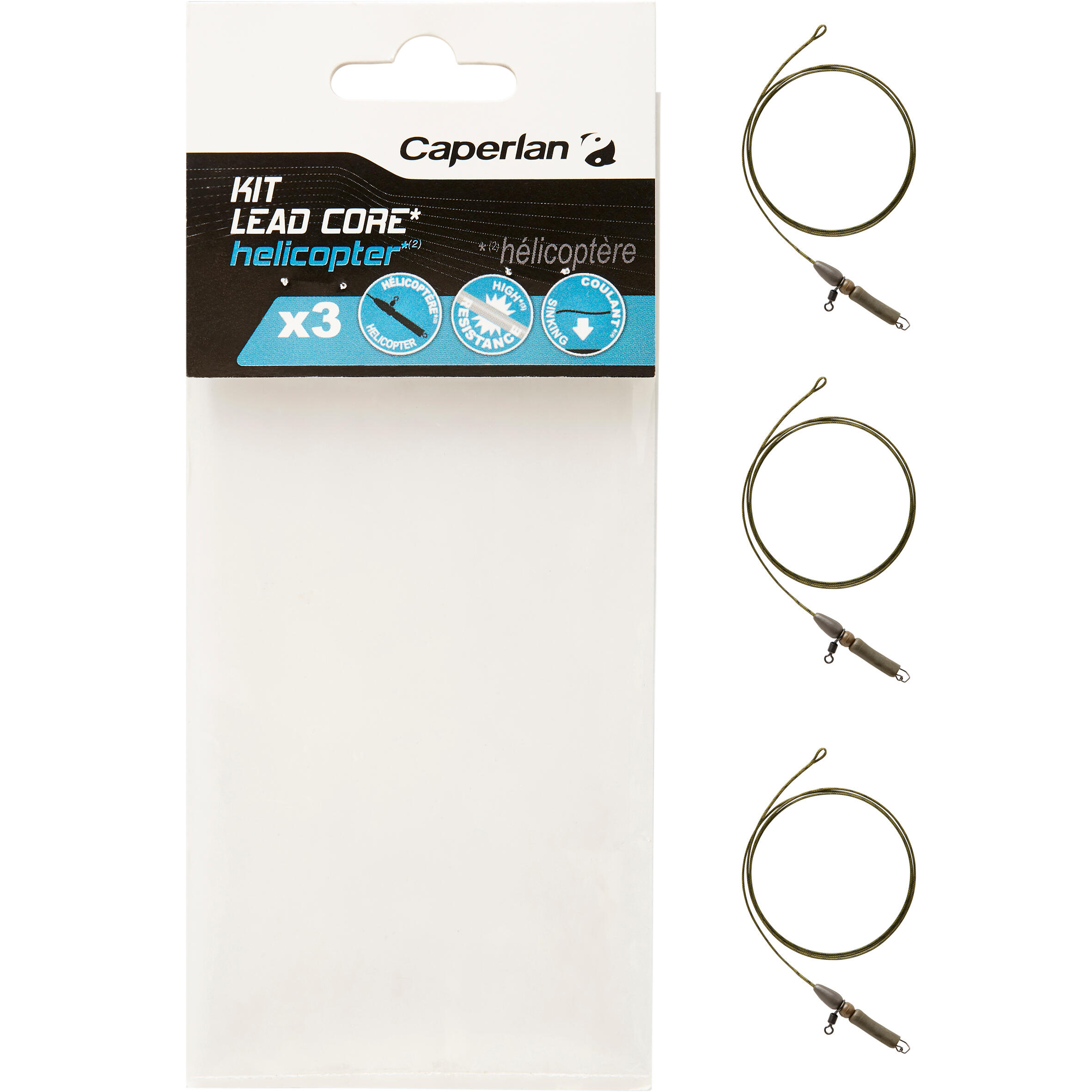 CAPERLAN CARP FISHING LEADCORE HELICOPTER RIG KIT OLIVE