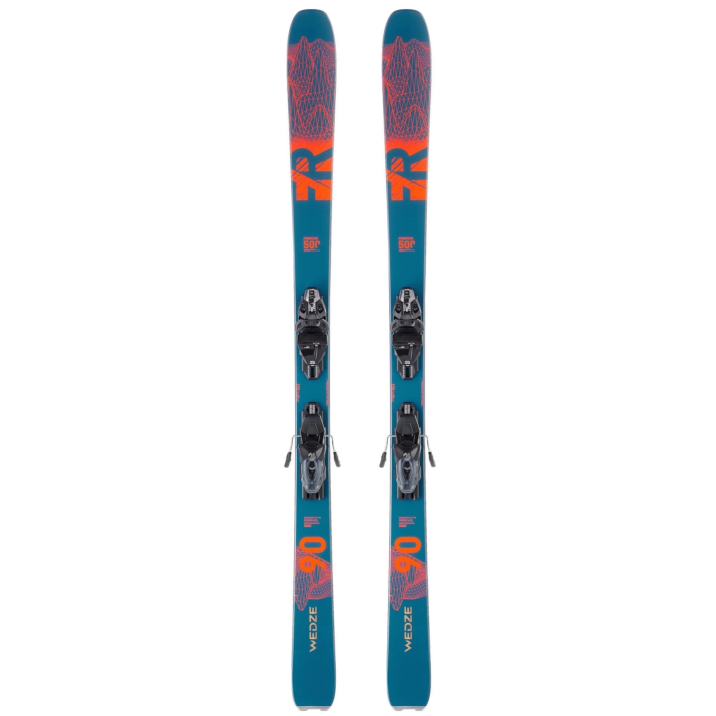 WEDZE PRODUCTO OCASIÓN: ESQUÍS FREERIDE FR 500 HOMBRE PETRÓLEO NARANJA