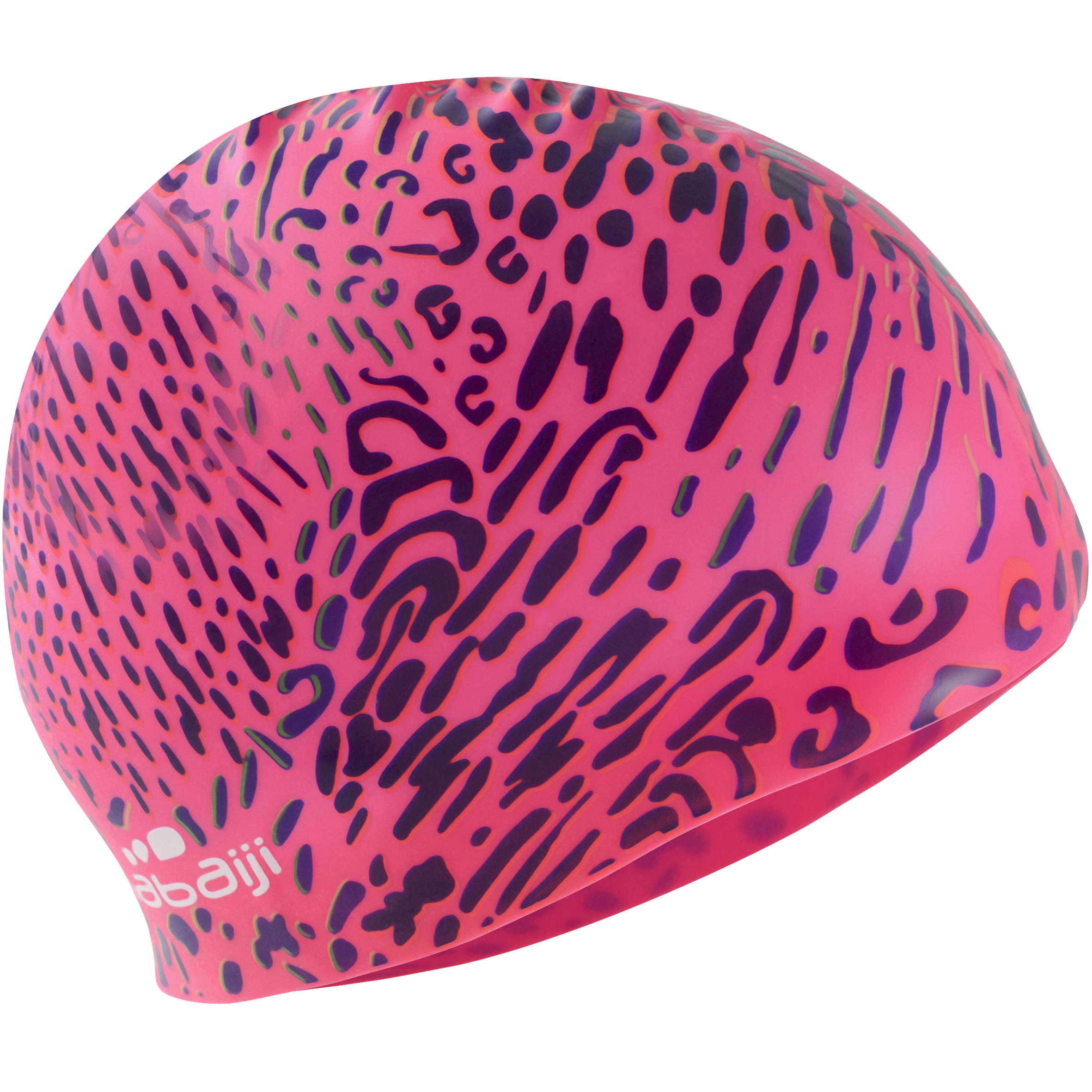 SILICONE PRINT SWIM CAP - LEO PINK 1/4