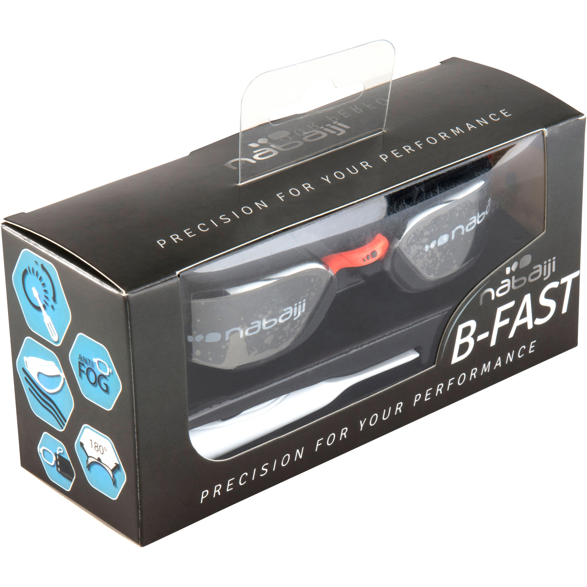 NABAIJI 900 B-FAST Swimming Goggles - Black Orange, Smoke Lenses