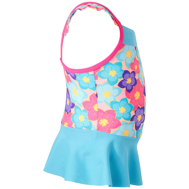 Traje de baño de 1 pieza para bebé niña estampado "flores" con faldita Traje de baño de 1 pieza para bebé niña estampado "flores" con faldita