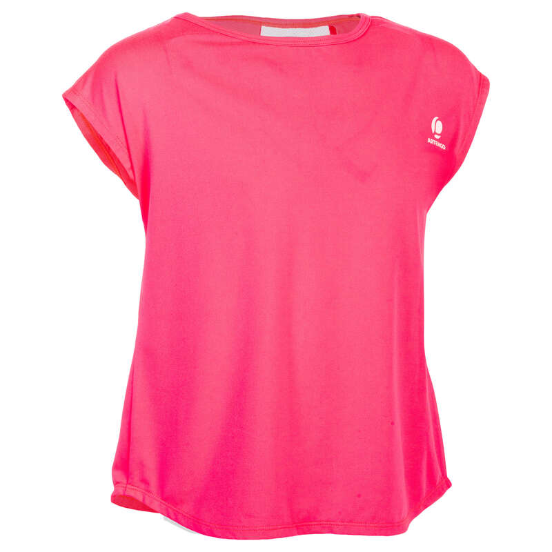 JUNIOR WARM APPAREL Tennis - 500 Girls' T-Shirt - Pink ARTENGO - Tennis Clothes