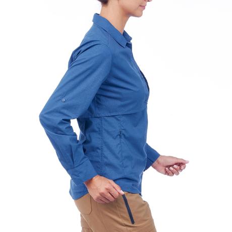 Women's Trekking Removable Sleeve Shirt TRAVEL 500 - Blue | forclaz