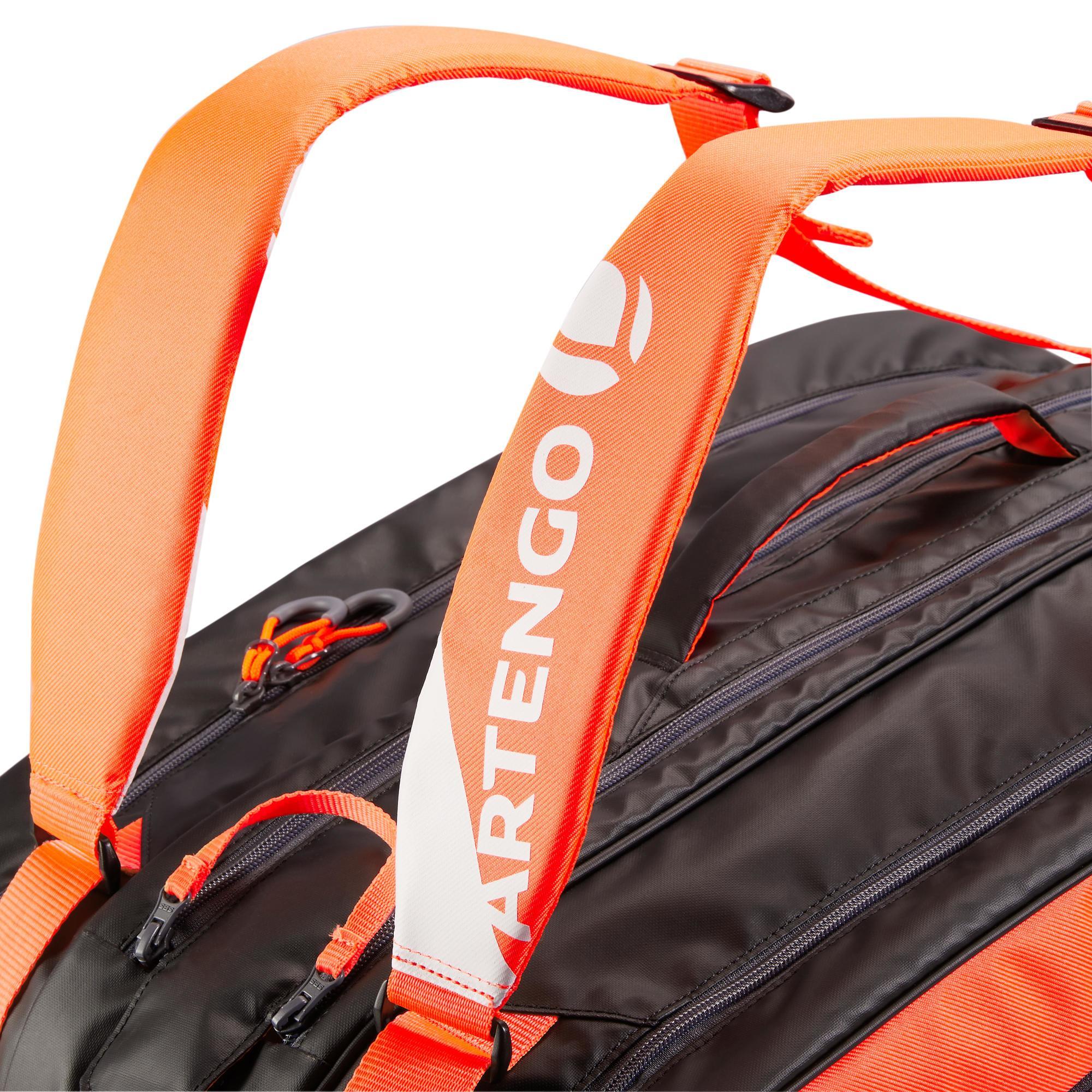 RACQUET SPORTS BAG ARTENGO SB 190 BLACK AND ORANGE