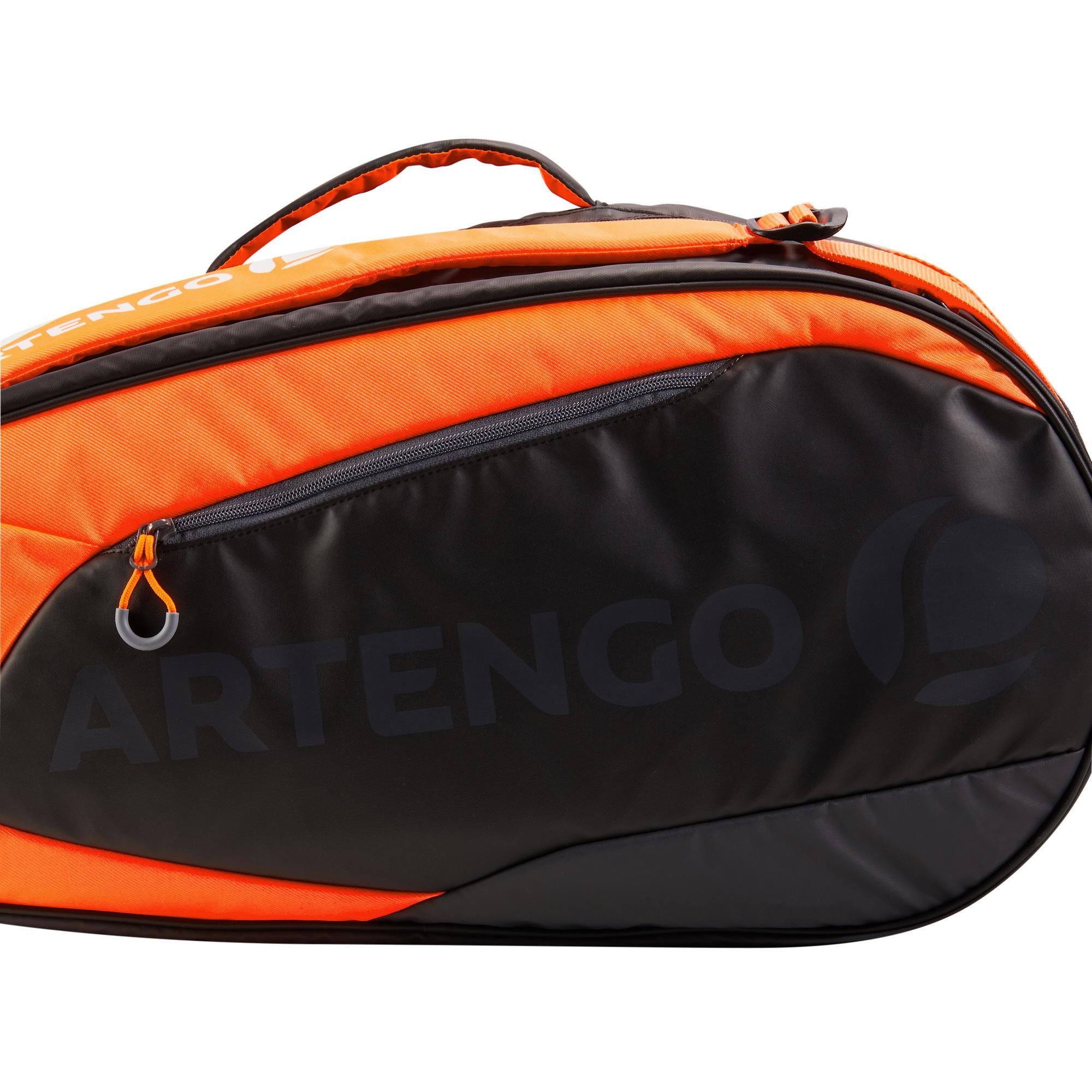 RACQUET SPORTS BAG ARTENGO SB 190 BLACK AND ORANGE