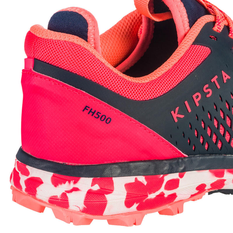 FH500 Women's Medium Intensity Field Hockey Shoes Pink Decathlon
