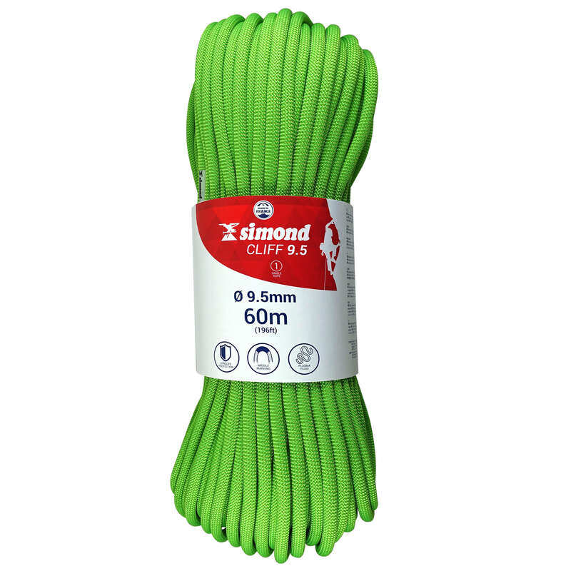 SIMOND Cliff Climbing Rope 9.5 x 60 m Green Decathlon