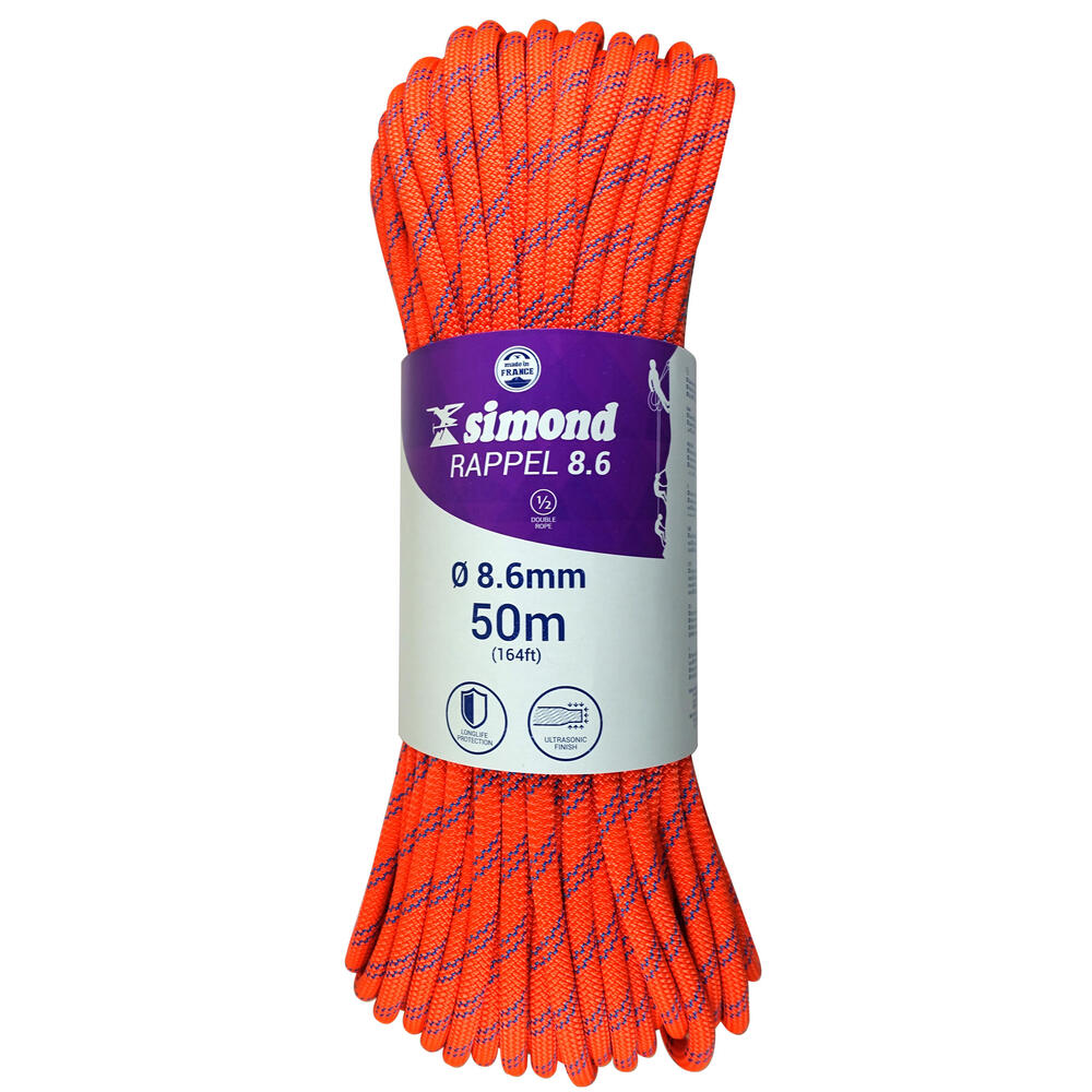 Abseilseil 8,6 50 m orange simond 2018