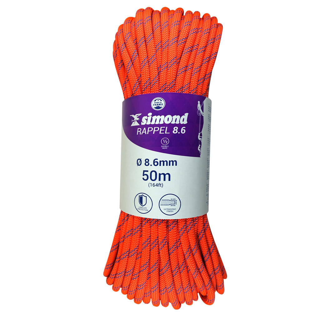 corde rappel 8.6 50m orange simond 2018