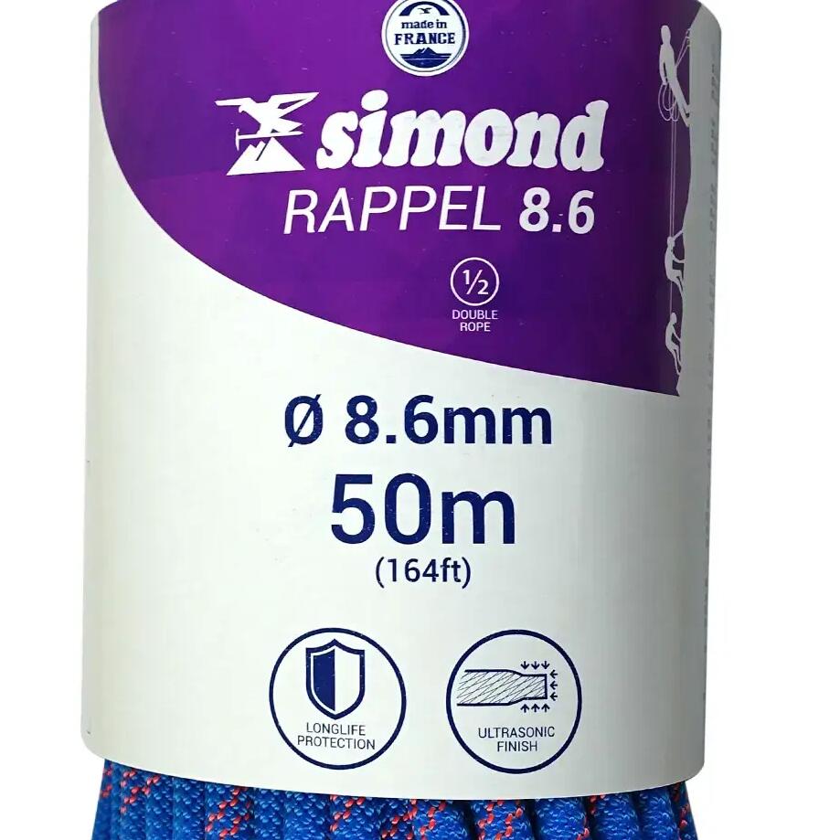 corde rappel 8.6 50m bleu simond 2018