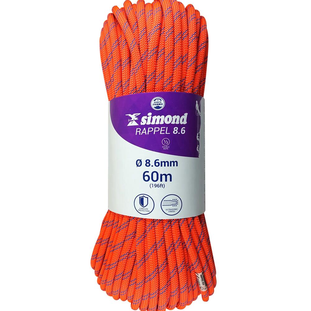 corde rappel 8.6 60m orange simond 2018