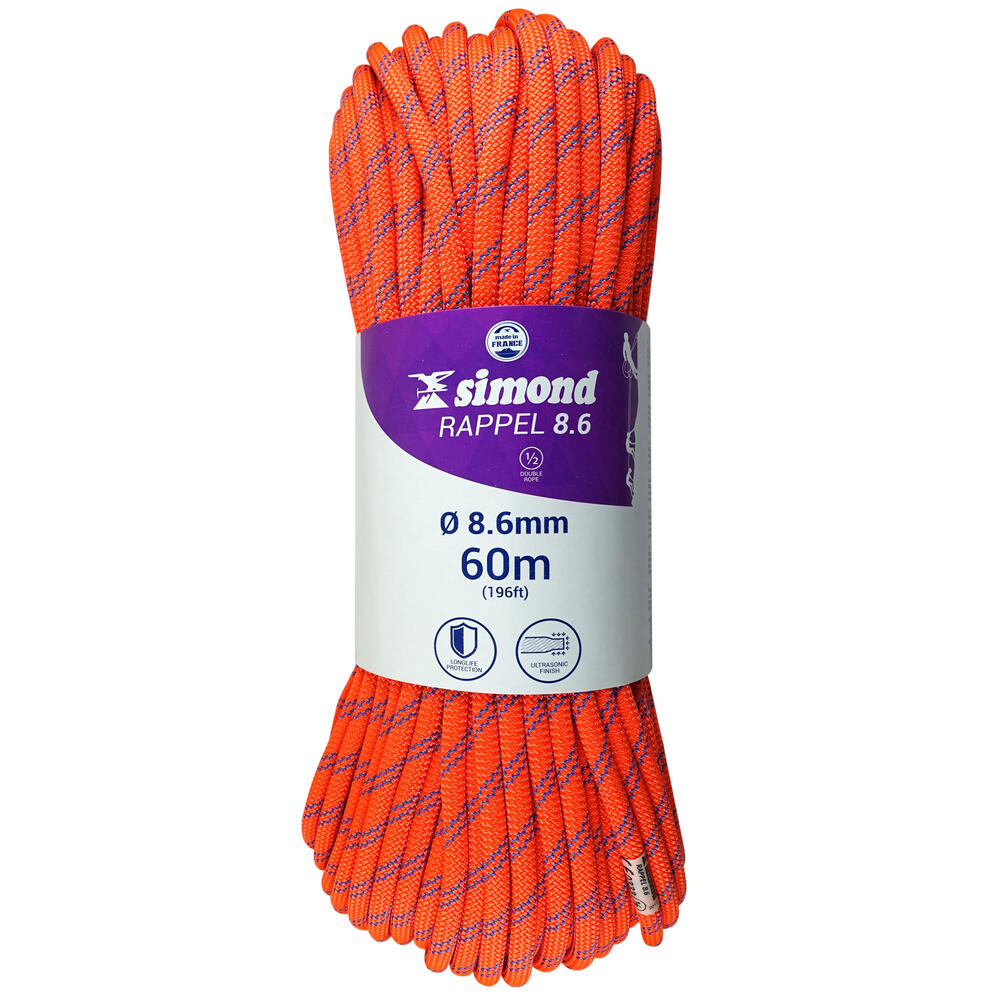 Abseilseil 8,6 60 m orange simond 2018