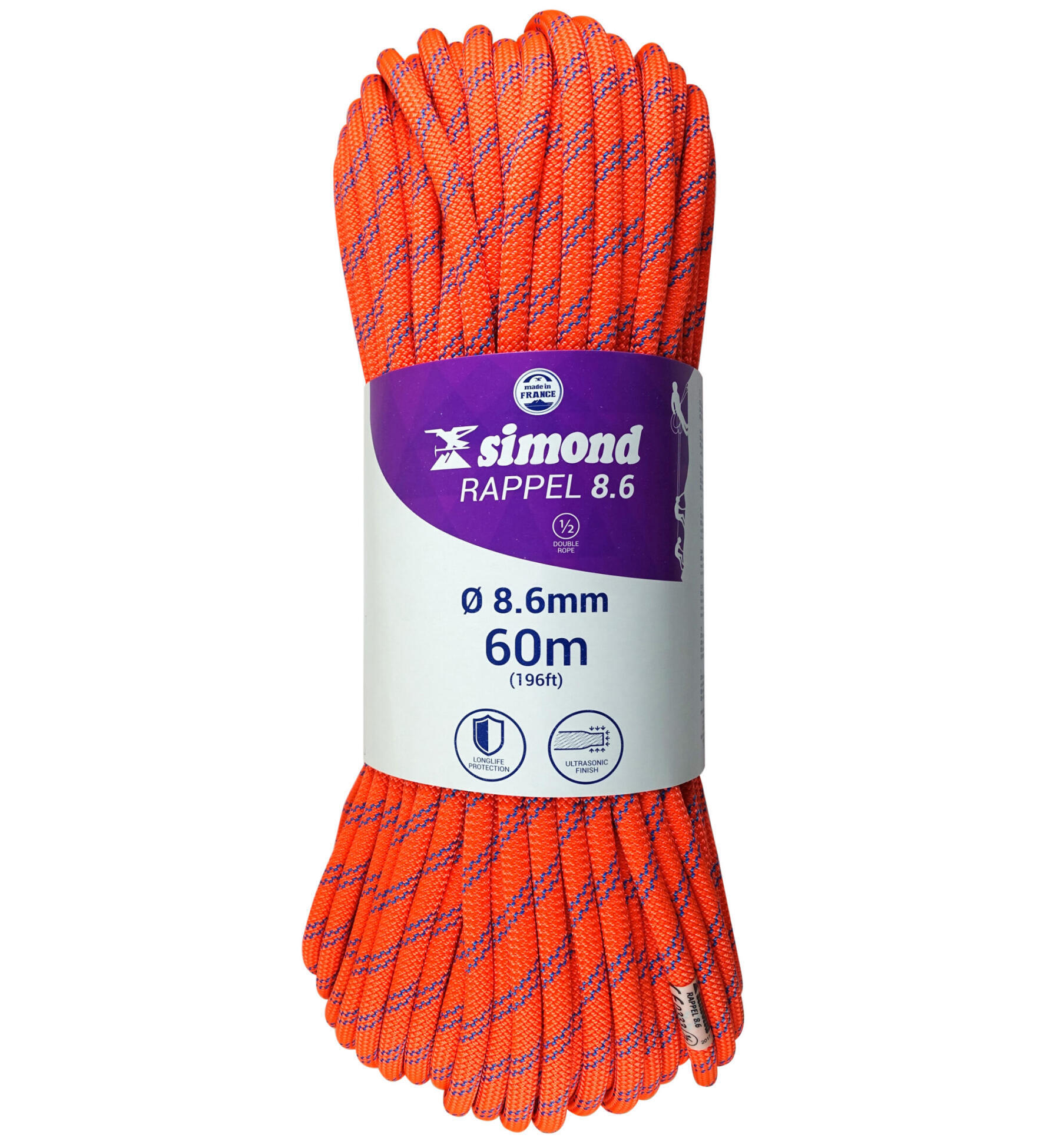 corde rappel 8.6 60m orange simond 2018