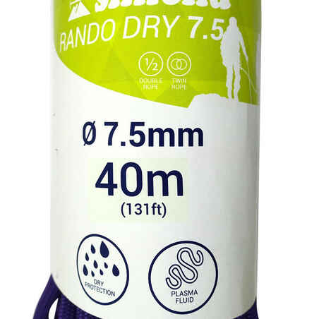 Tali RANDO DRY 7,5 mm x 40 m - Ungu