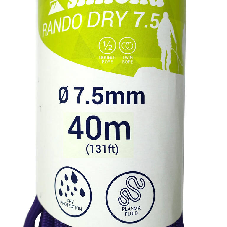 DOUBLE DRY CORDE 7.5 mm x 40 m - RANDO DRY purple