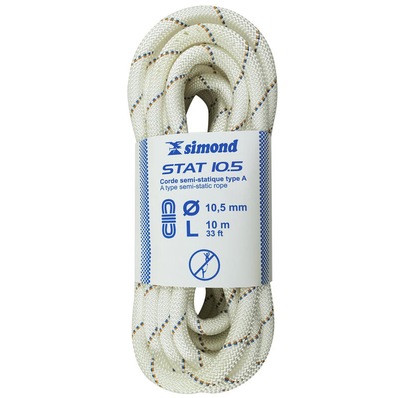 Corde Semi-Statique 10,5 mm x 10 m - STAT 10,5 Blanche