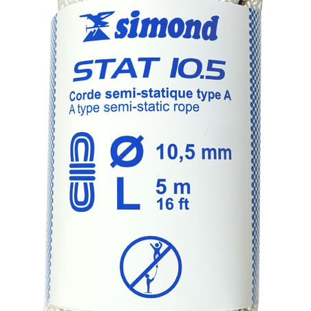 Semi-Static Rope  10.5 mm x 5 m - Stat 10.5 White