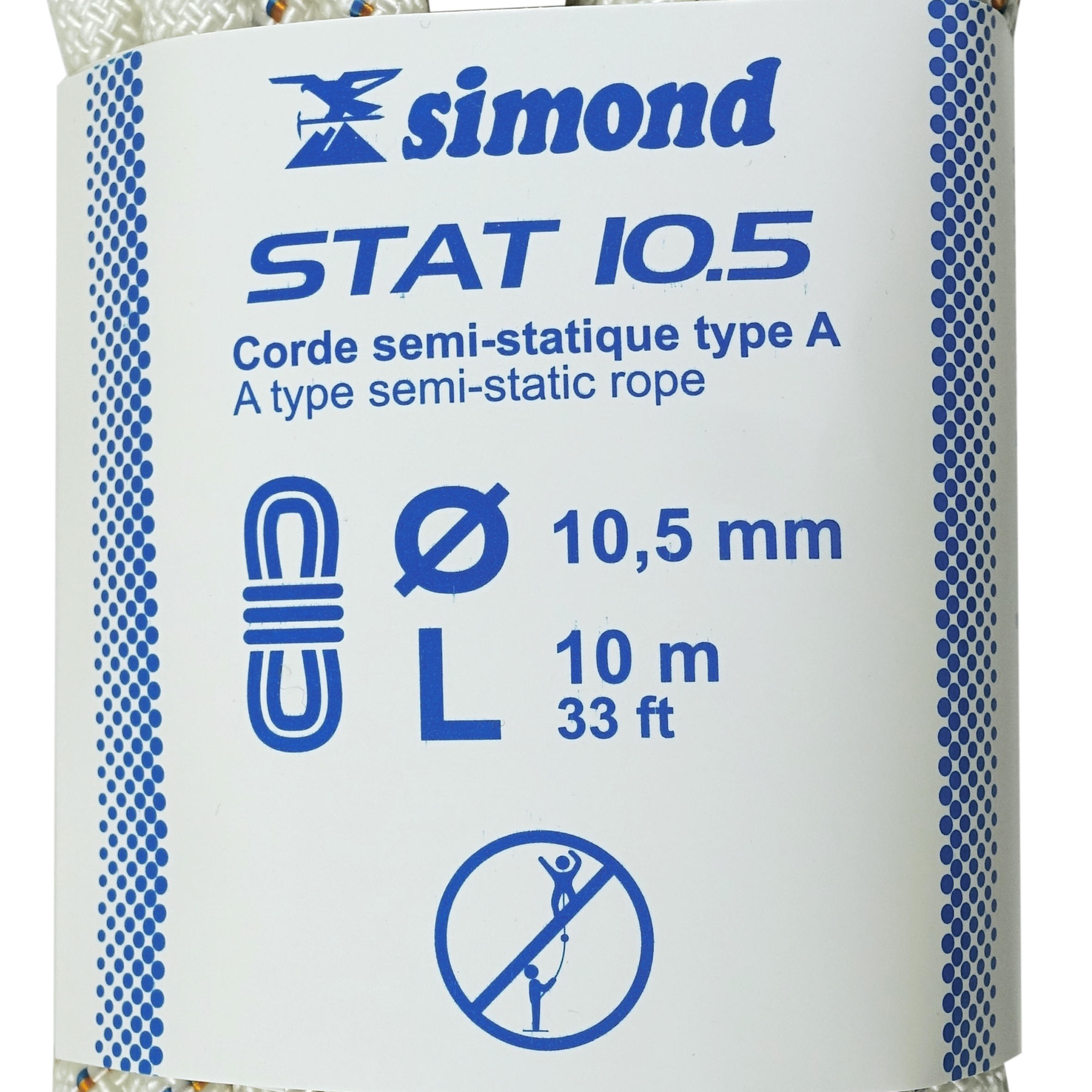 

Semi-Static Rope 10.5 mm x 10 m - Stat 10.5 White -  By SIMOND | Decathlon
