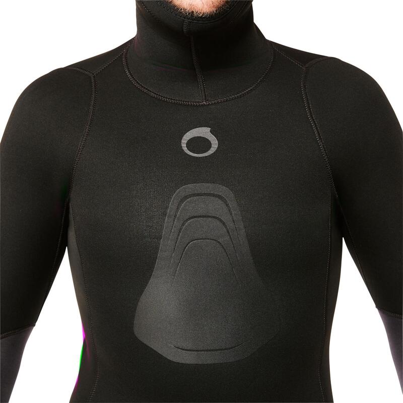 Chaqueta Pesca Submarina SPF 500 Hombre Gris Oscuro Neopreno 5 mm