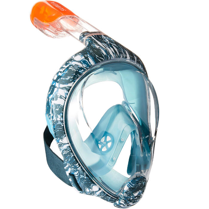 SNORKELMASKER EASYBREATH MET PRINT TURQUOISE OYSTER