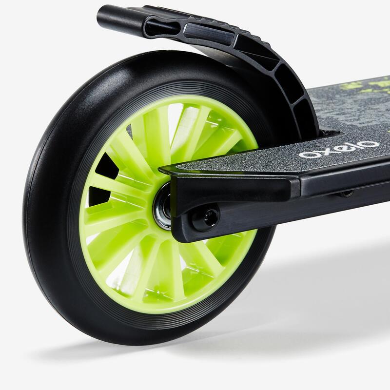 Scooter Tretroller Kinder mit Federung und Lenkerbremse - MID5 schwarz/grün