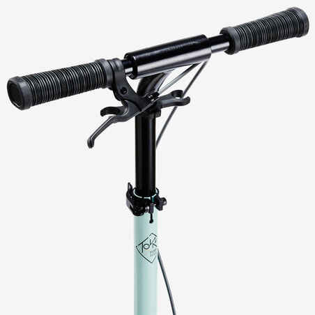 Folding comfortable dual-suspension scooter, green