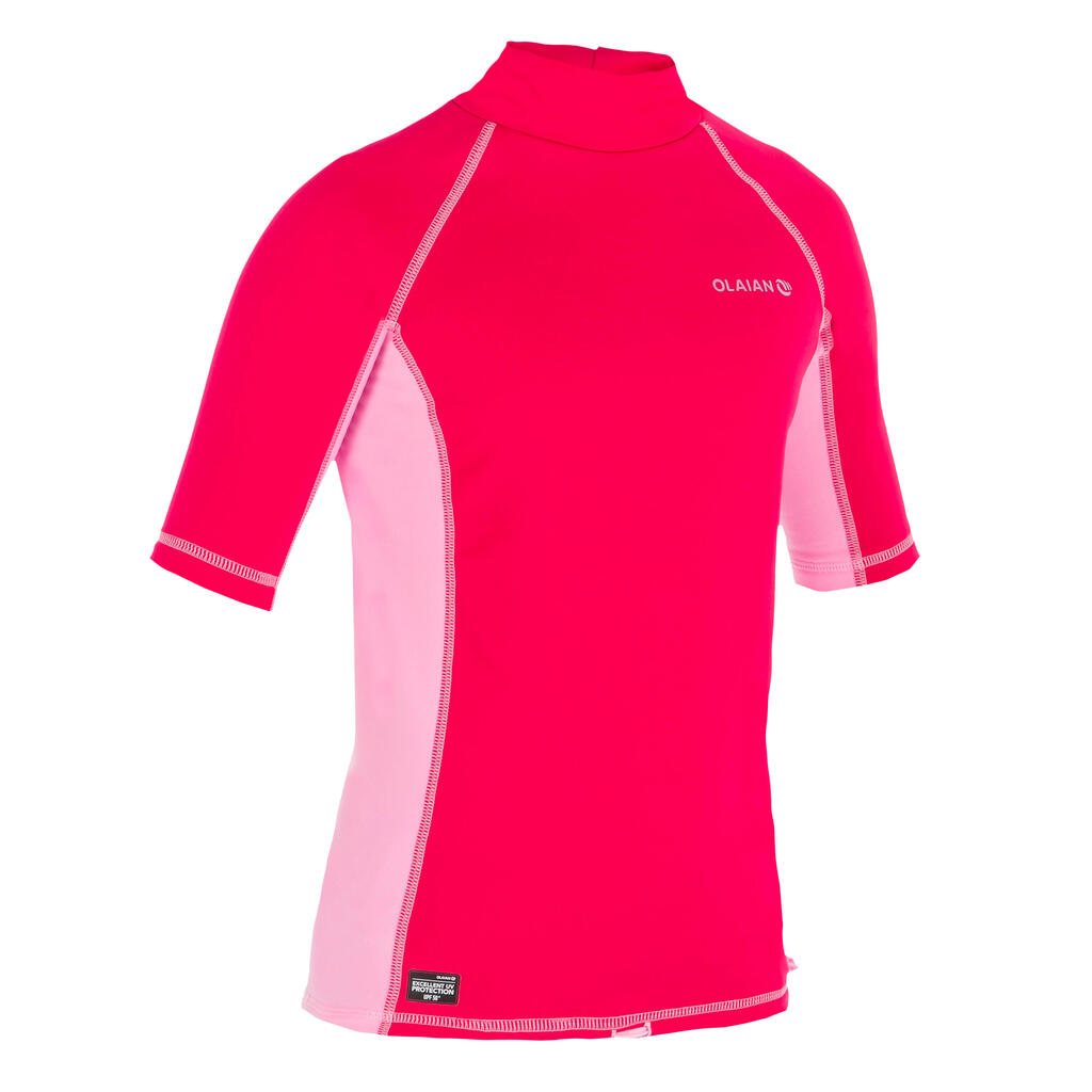 Warmes Shirt Surfen kurzarm UV-Schutz Kinder rosa